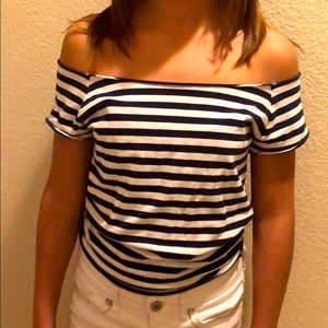Off the shoulder stripped top